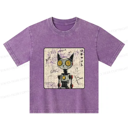 Tokyo-Tiger Robot Cat Kids Washed T-Shirt