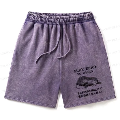 Tokyo-Tiger Play Dead To Avoid Responsibility Washed Shorts