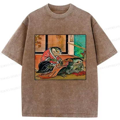 Tokyo-Tiger Frog Tattoo Washed T-Shirt