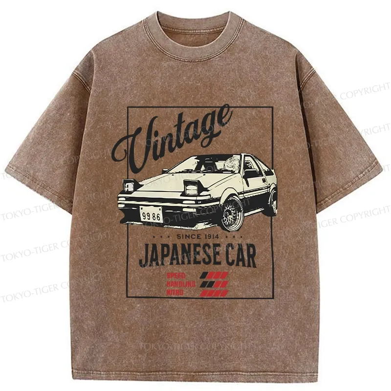 Tokyo-Tiger Retro Japanese Car Washed T-Shirt