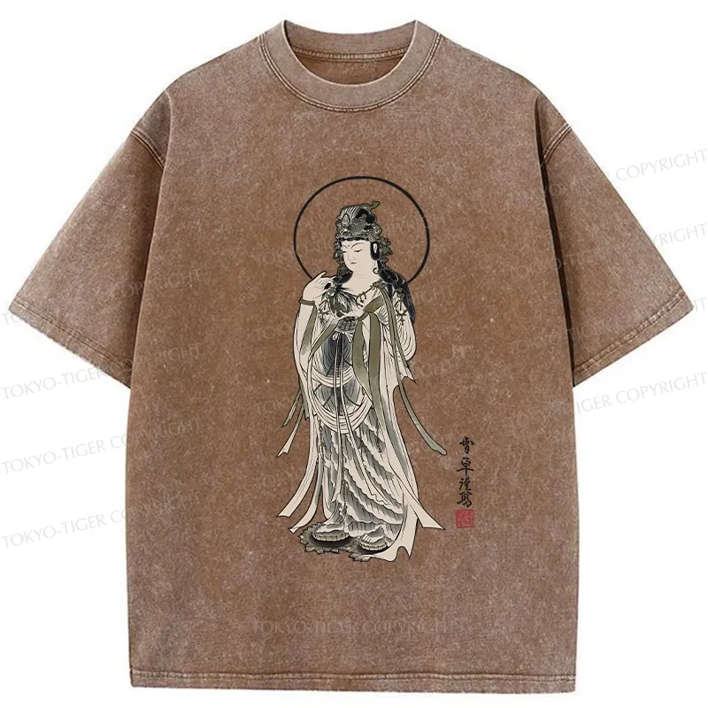 Tokyo-Tiger Vintage Guanyin Bodhisattva Washed T-Shirt