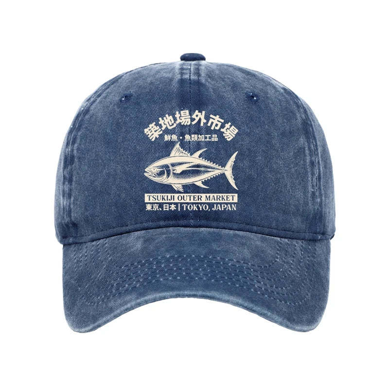 Tokyo-Tiger Japan Tsukiji Fish Market Washed Cap Sale