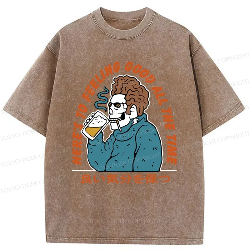 Tokyo-Tiger Stay In A Good Mood Washed T-Shirt