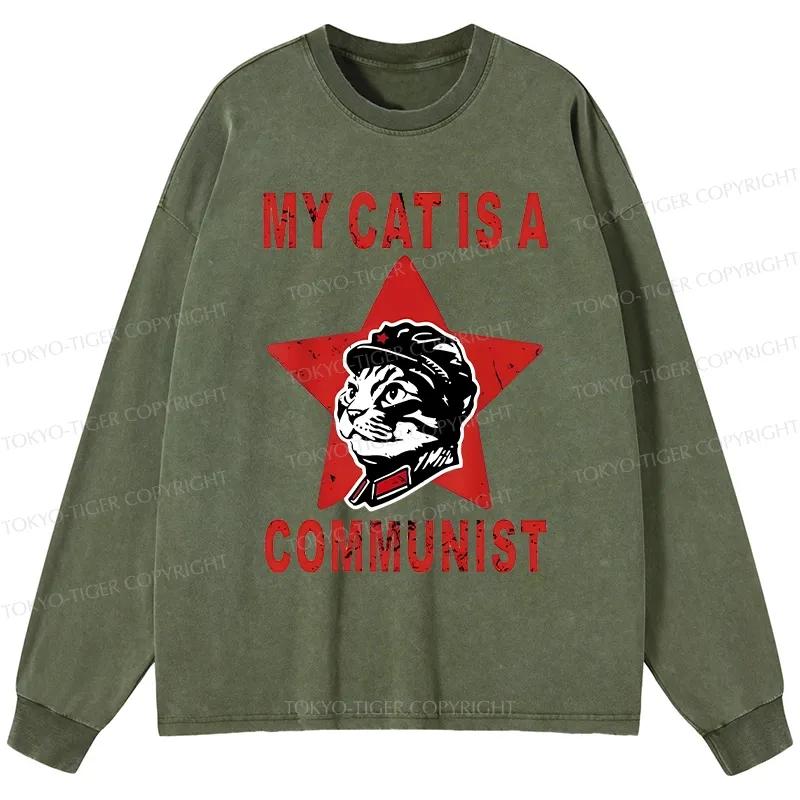 Tokyo-Tiger Funny Cat-ism Washed Long Sleeve T-Shirt