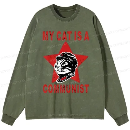 Tokyo-Tiger Funny Cat-ism Washed Long Sleeve T-Shirt
