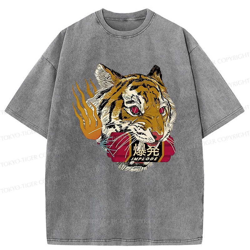 Tokyo-Tiger Angry Tiger Washed T-Shirt
