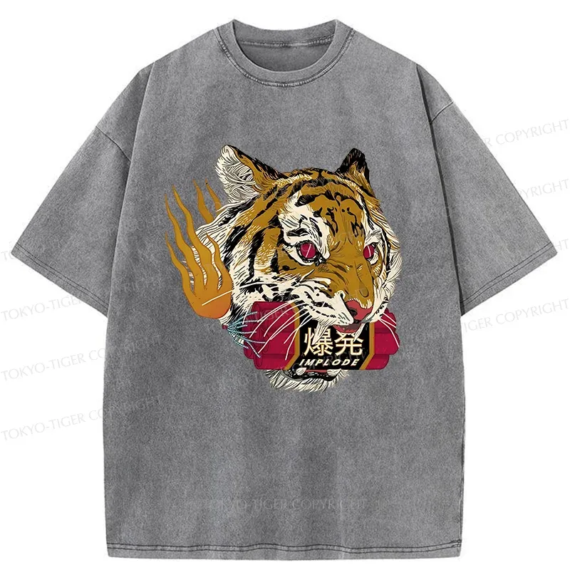 Tokyo-Tiger Angry Tiger Washed T-Shirt
