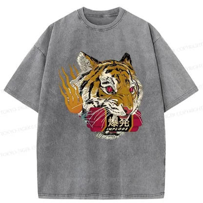 Tokyo-Tiger Angry Tiger Washed T-Shirt