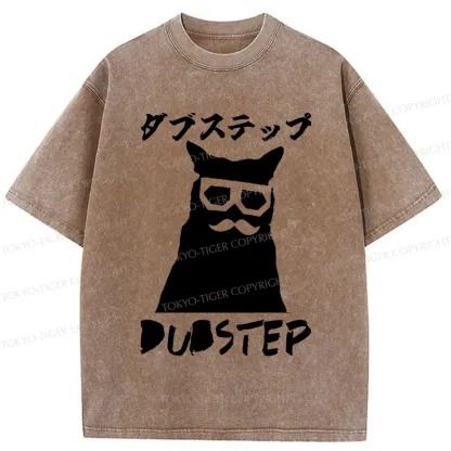 Tokyo-Tiger Dubstep Cat Washed T-Shirt