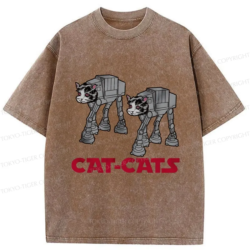 Tokyo-Tiger Walking Robot Cat Washed T-Shirt