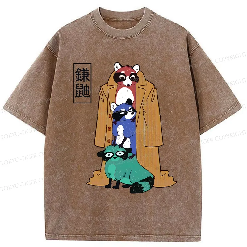Tokyo-Tiger Funny Sickle Weasel Washed T-Shirt