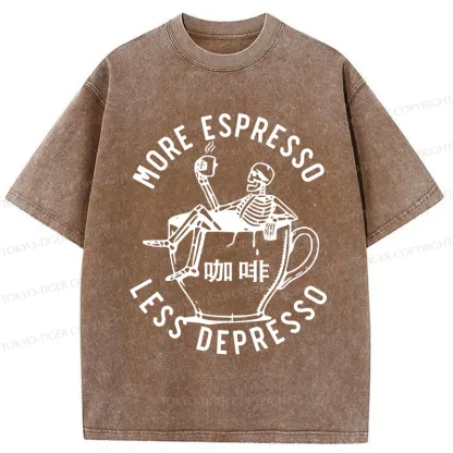 Tokyo-Tiger More Espresso Less Depresso Japan Washed T-Shirt