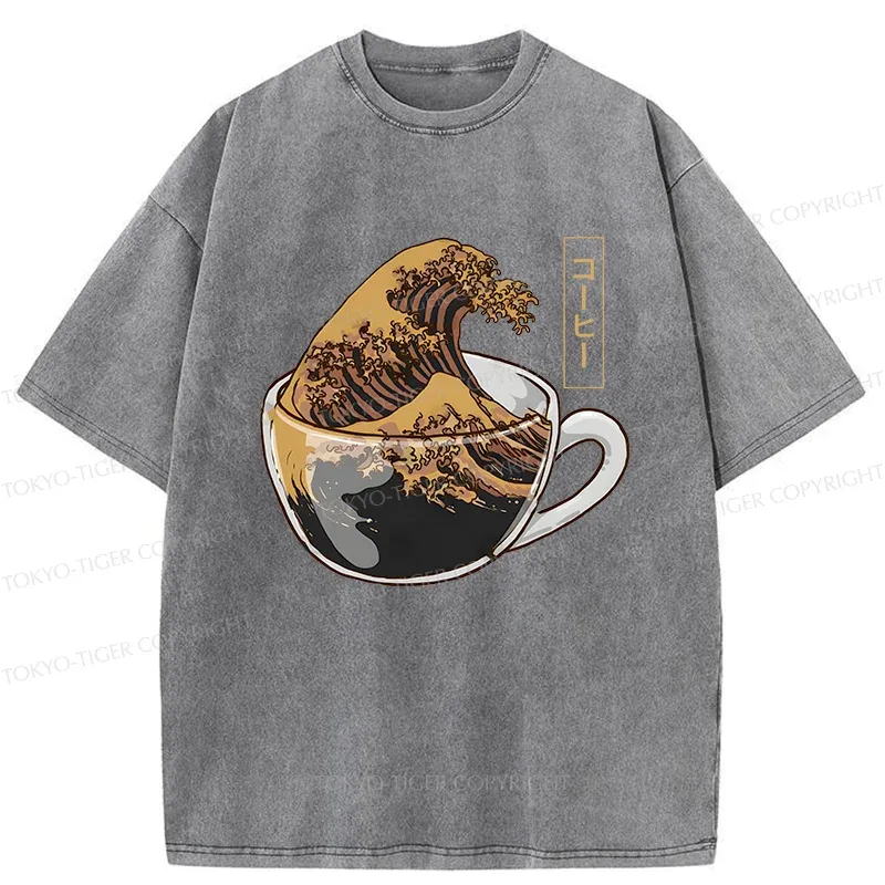 Tokyo-Tiger Coffee Wave Washed T-Shirt