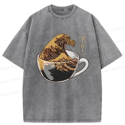 Tokyo-Tiger Coffee Wave Washed T-Shirt