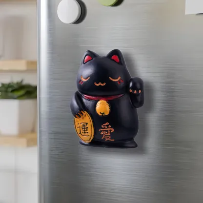 Tokyo-Tiger  Black Maneki-neko Kawaii Fridge Magnet