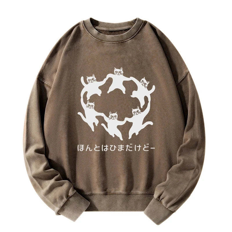 Tokyo-Tiger Leisure Cats Japanese Washed Sweatshirt