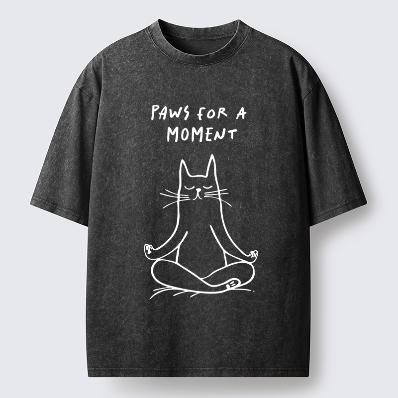 Tokyo-Tiger Yoga Zen Cat Washed T-Shirt