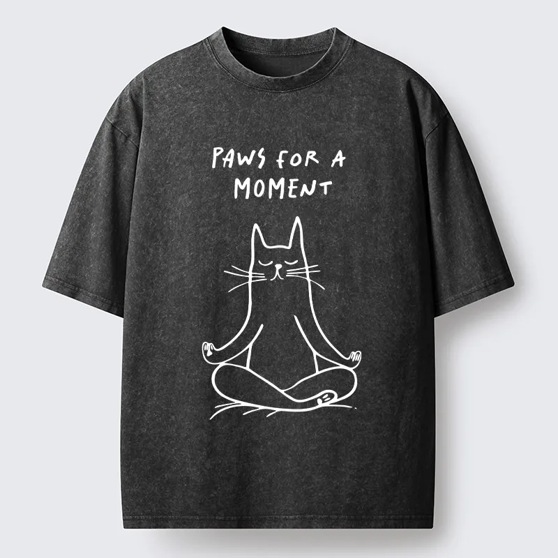 Tokyo-Tiger Yoga Zen Cat Washed T-Shirt