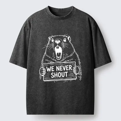 Tokyo-Tiger Shouting Groundhog Meme Washed T-Shirt