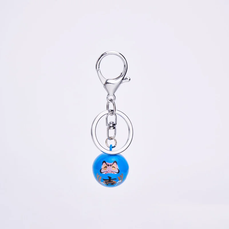 Tokyo-Tiger Japanese Daruma Bell Blue Keychain