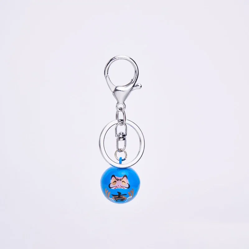 Tokyo-Tiger Japanese Daruma Bell Blue Keychain