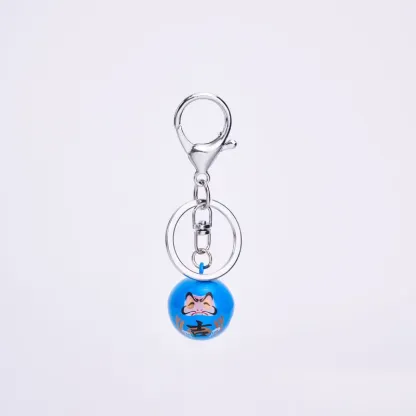 Tokyo-Tiger Japanese Daruma Bell Blue Keychain