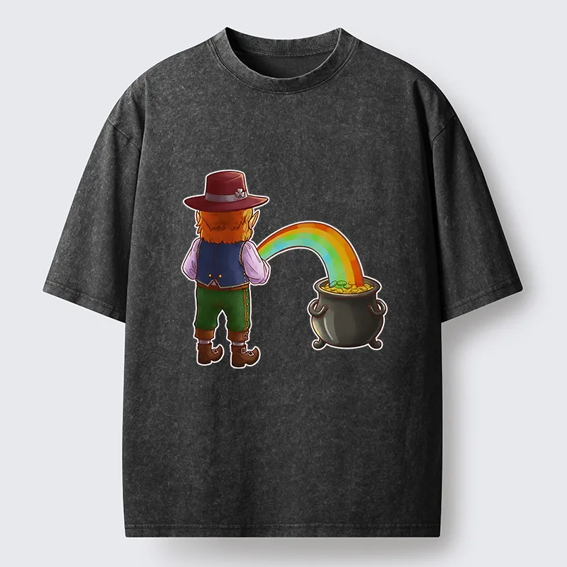 Tokyo-Tiger St Patrick's Day Rainbow Funny Washed T-Shirt