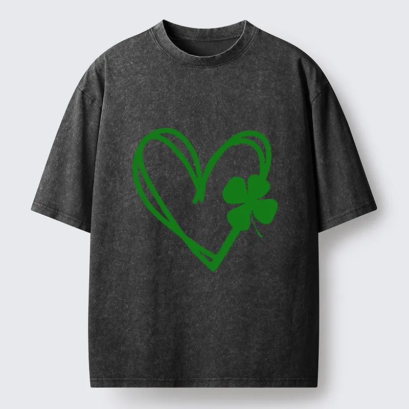 Tokyo-Tiger Heart And Clover Washed T-Shirt
