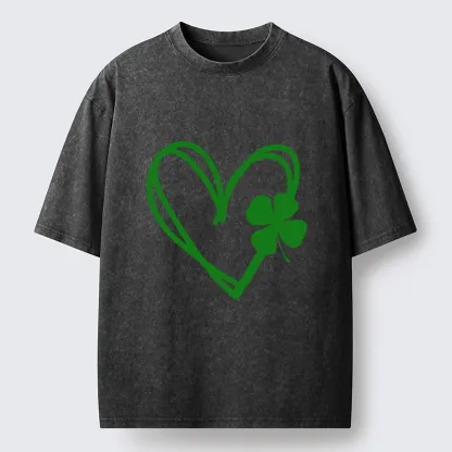 Tokyo-Tiger Heart And Clover Washed T-Shirt