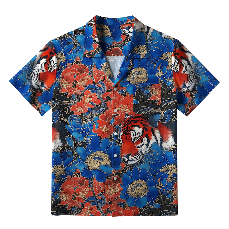 Tokyo-Tiger Tiger Among Flowers Aloha Hawaiian Shirt