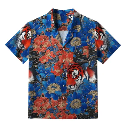 Tokyo-Tiger Tiger Among Flowers Aloha Hawaiian Shirt