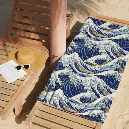 Tokyo-Tiger Japanese Great Wave Beach Towel
