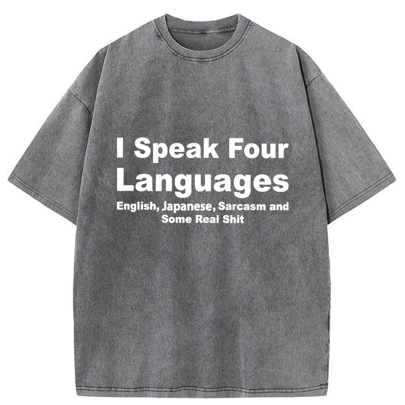 Tokyo-Tiger Speak Four Languages Washed T-Shirt
