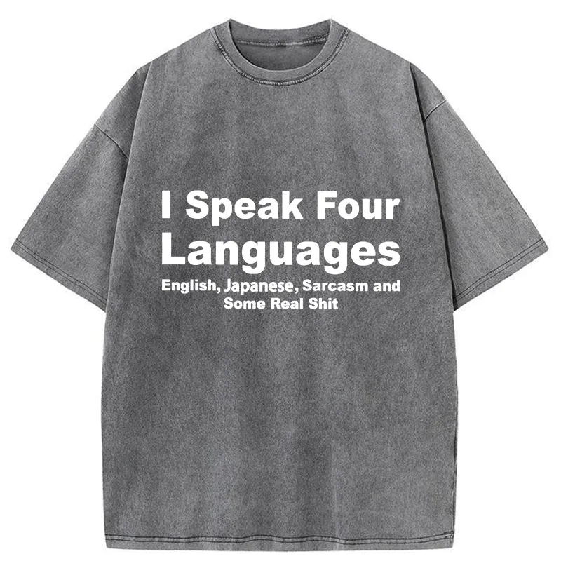 Tokyo-Tiger Speak Four Languages Washed T-Shirt