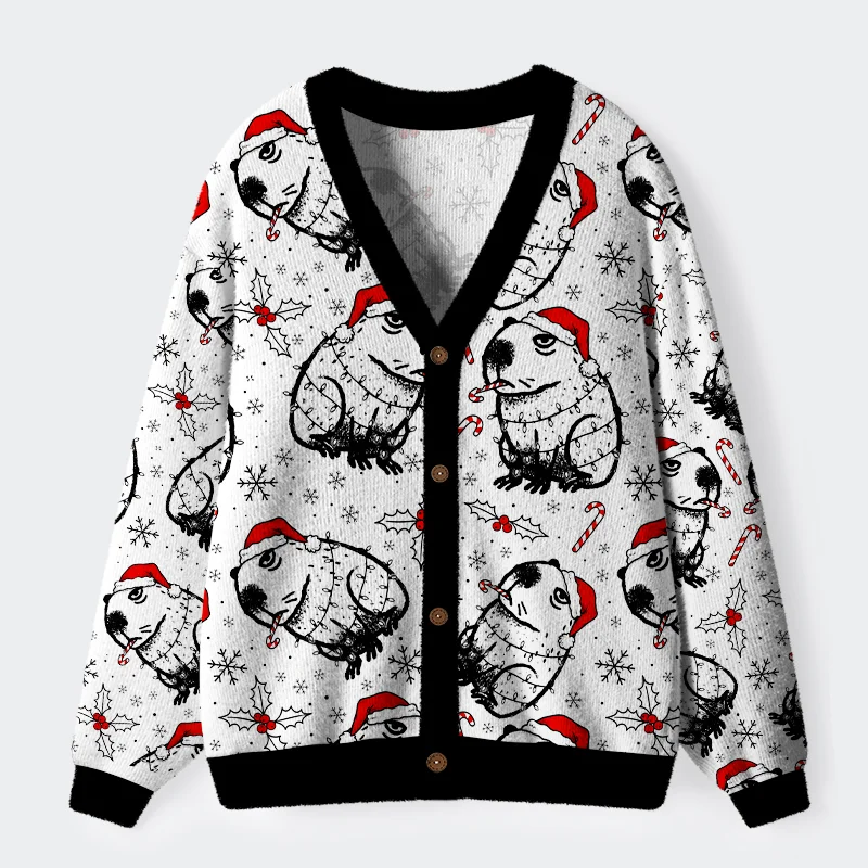 Tokyo-Tiger Christmas Capybara Ugly Cardigan Sweater