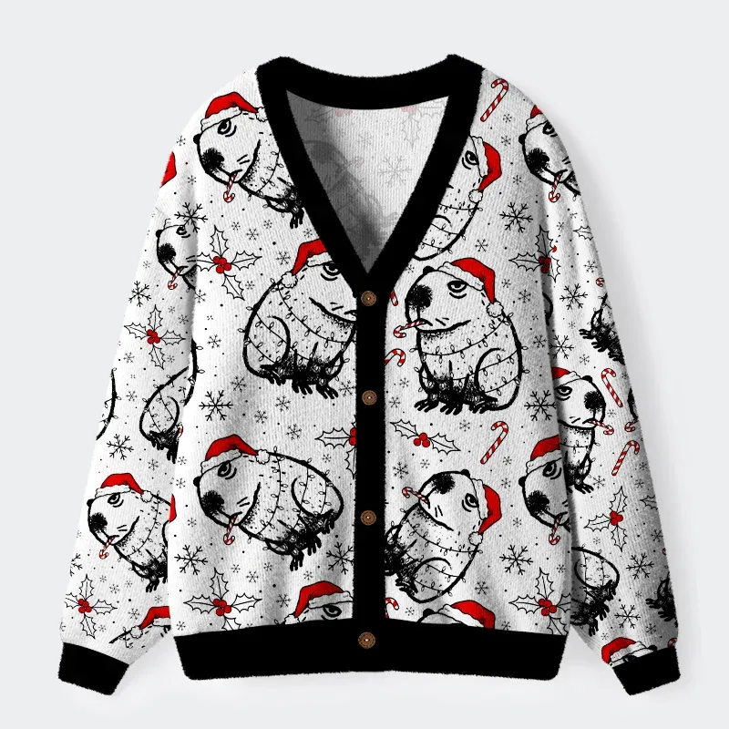 Tokyo-Tiger Christmas Capybara Ugly Cardigan Sweater