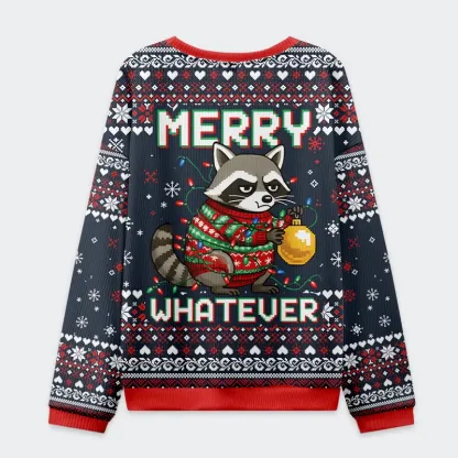 Tokyo-Tiger Raccoon With A Lamp Christmas Ugly Sweatshirt