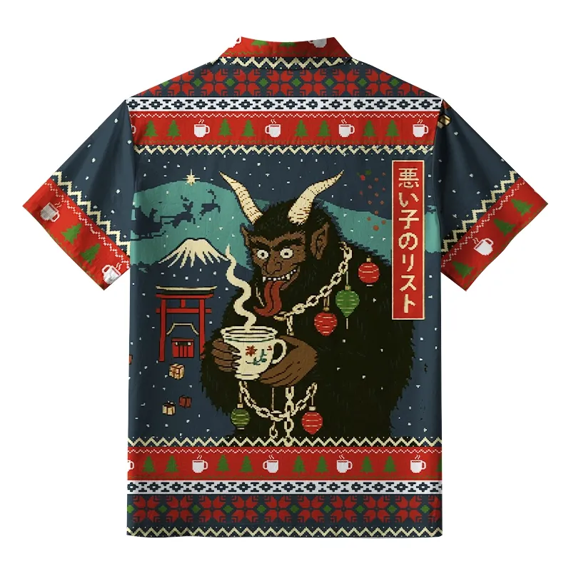 Tokyo-Tiger Naughty List Christmas Button-up Shirt