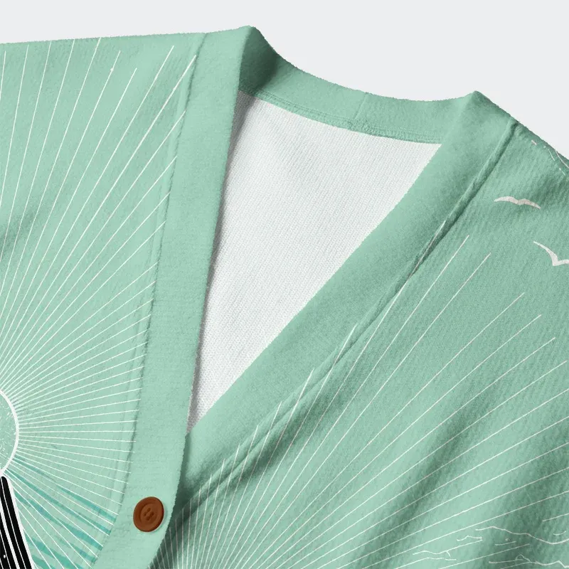 Tokyo-Tiger Circuit Board Waves Ugly Cardigan Sweater