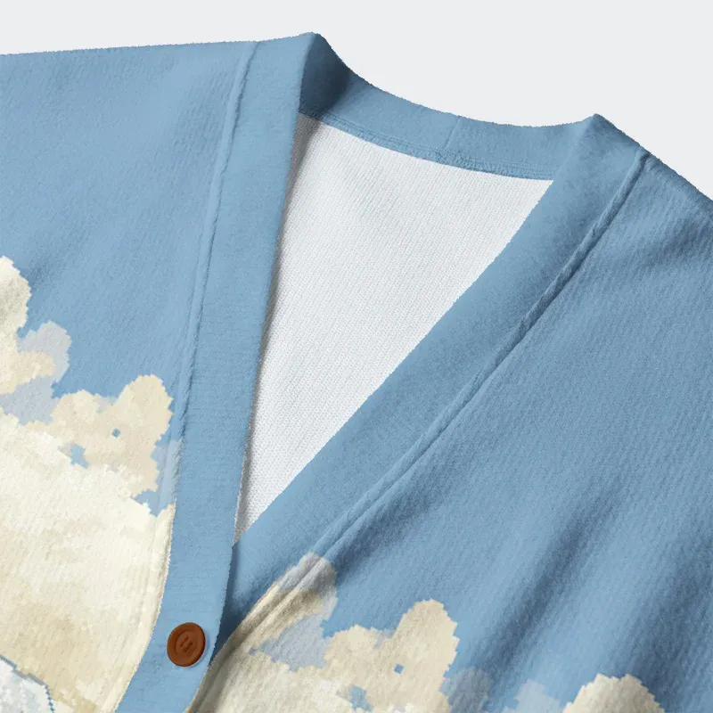 Tokyo-Tiger Cartoon Ukiyo-e Waves Ugly Cardigan Sweater