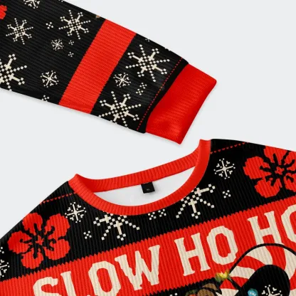 Tokyo-Tiger Sloth Eating Gingerbread Man Christmas Ugly Sweatshirt