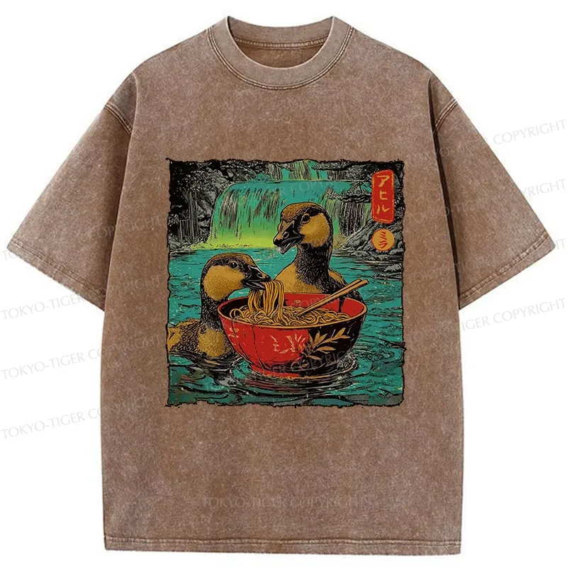 Tokyo-Tiger Ramen Lover Goose Washed T-Shirt