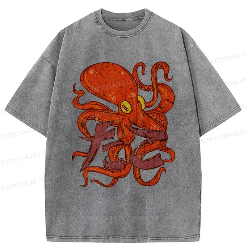 Tokyo-Tiger Vintage Octopus Washed T-Shirt