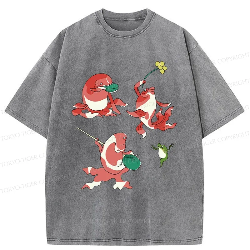 Tokyo-Tiger Fish Party Washed T-Shirt