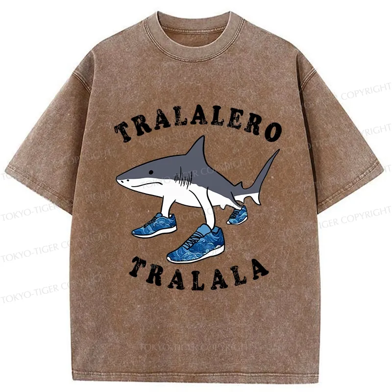 Tokyo-Tiger Tralalero Tralala Funny Washed T-Shirt