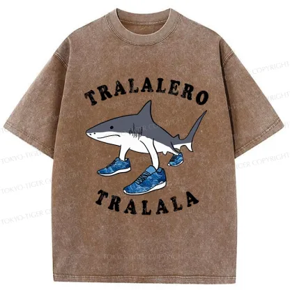 Tokyo-Tiger Tralalero Tralala Funny Washed T-Shirt