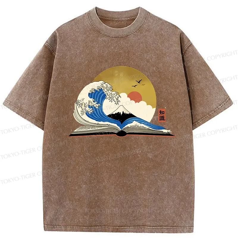Tokyo-Tiger The Great Wave of Knowledge Washed T-Shirt