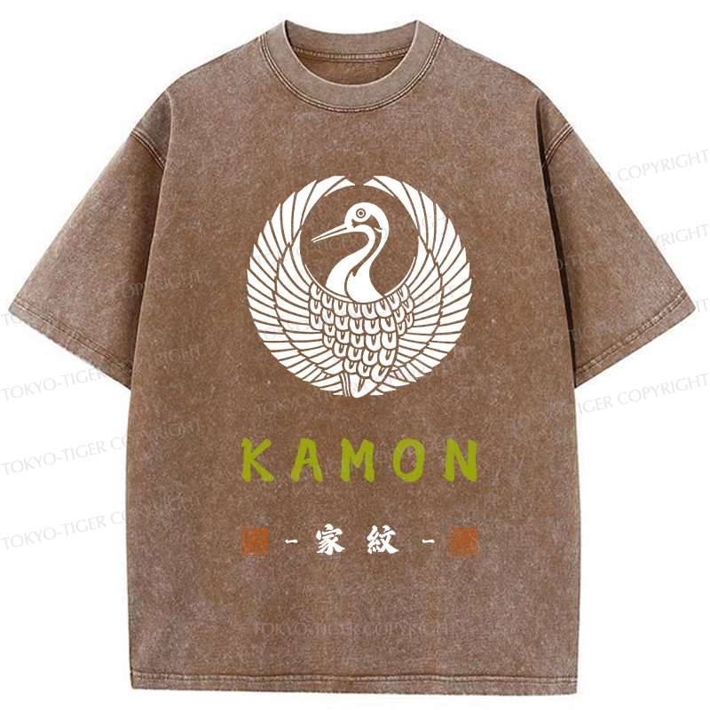 Tokyo-Tiger Crane Family Crest Washed T-Shirt
