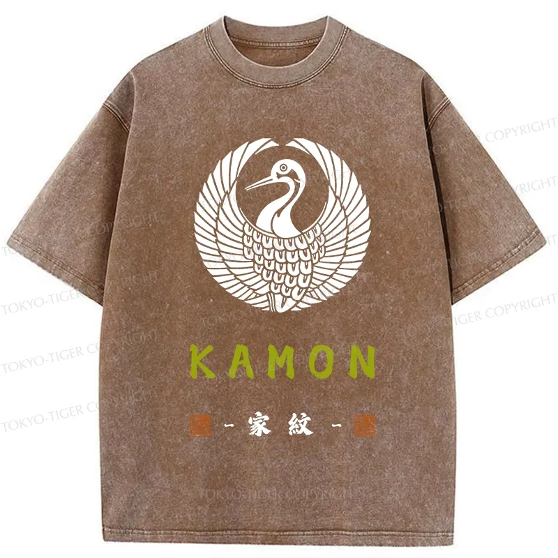 Tokyo-Tiger Crane Family Crest Washed T-Shirt