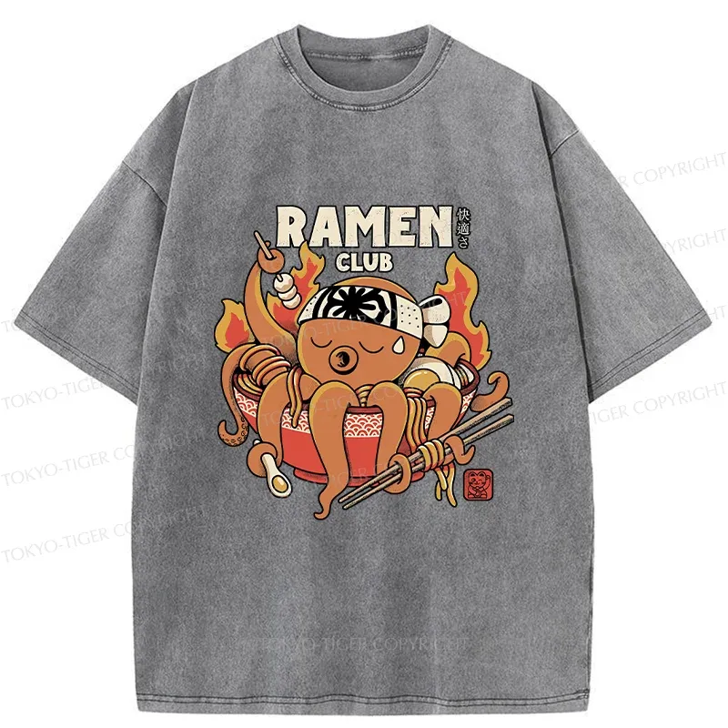 Tokyo-Tiger Octopus Ramen Washed T-Shirt